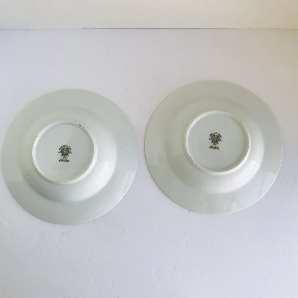 Noritake China 5153 DULCY 2 Soup Bowl Made In Japan Ivory Floral Gold Edge